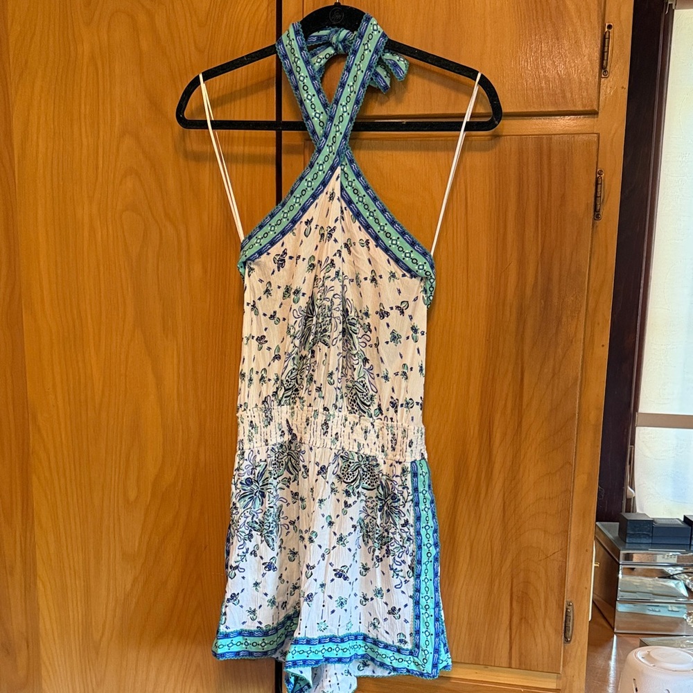 Poupette St. Barth White, Blue & Teal romper size S